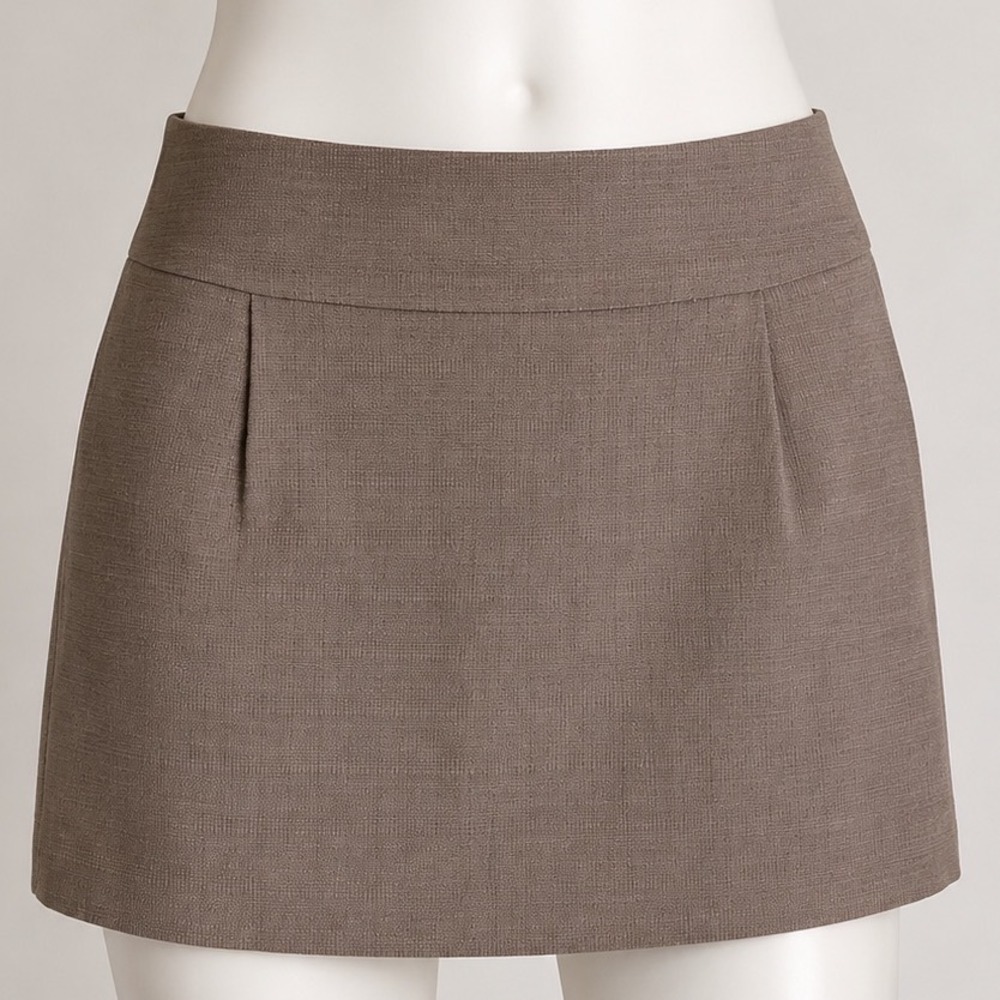 J.Crew Brown Textured Mini Skirt Size 8 Lined Pleated Front Preppy Whimsy Dressy